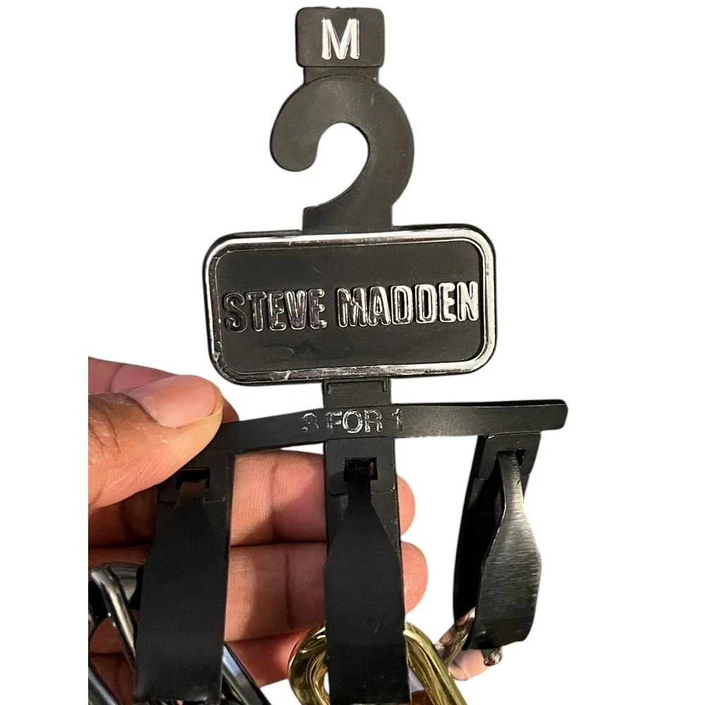 Steve Madden Women's Belts Multicolor Skinny Faux Leather 3-Pack - Medium